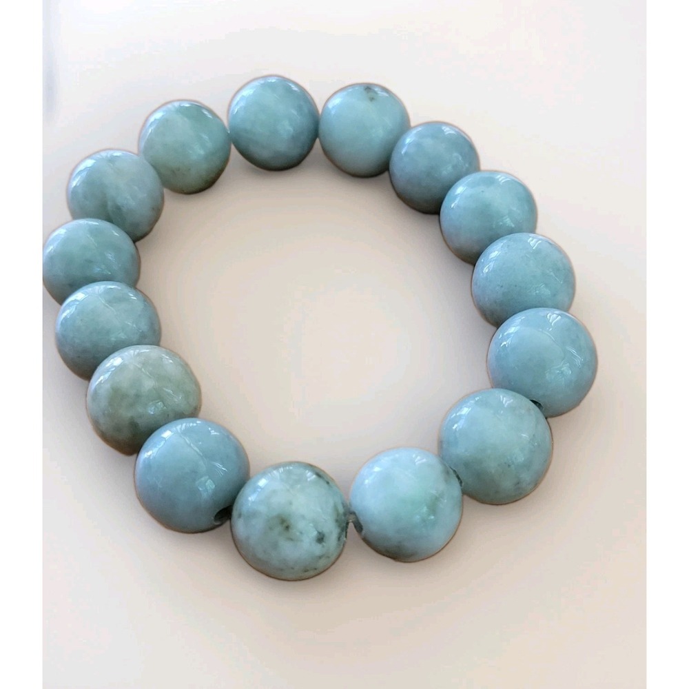 Genuine Jadeite Jade Bracelet Floating Flower 13mm 63g Natural